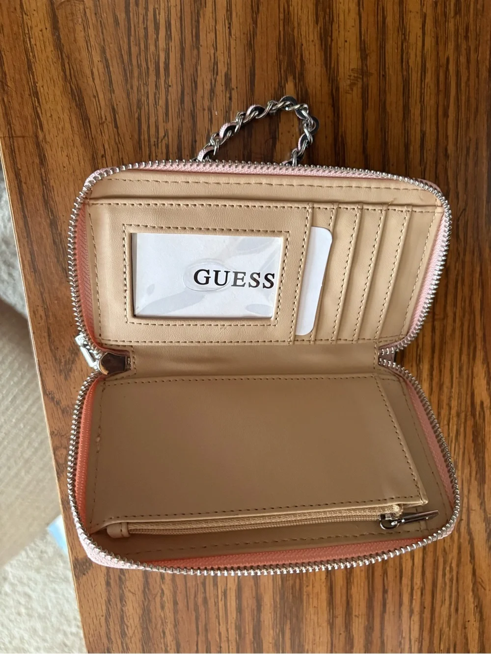 Guess Pale Pink Embossed Logo Wristlet